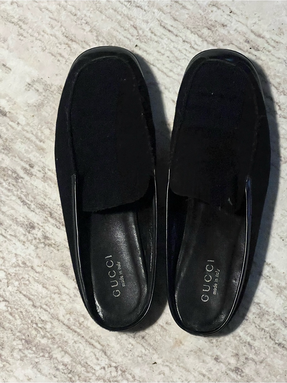 Gucci Black Velvet Slip-On Loafers